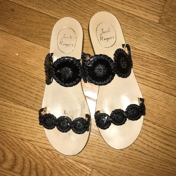 Jack Rogers Shoes - JACK ROGERS black double strap shiny sandal
